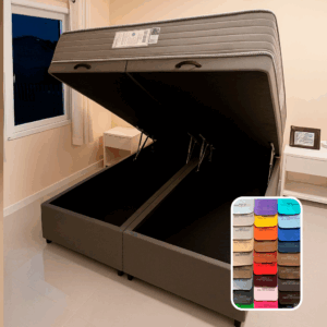 Base Baú Queen - Bipartido, abertura com pistão hidráulico